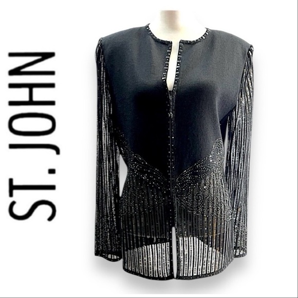 ST JOHN COUTURE By Marie Gray Evening Beaded Top Round Neckline Zipper Front 6 - Picture 15 of 15